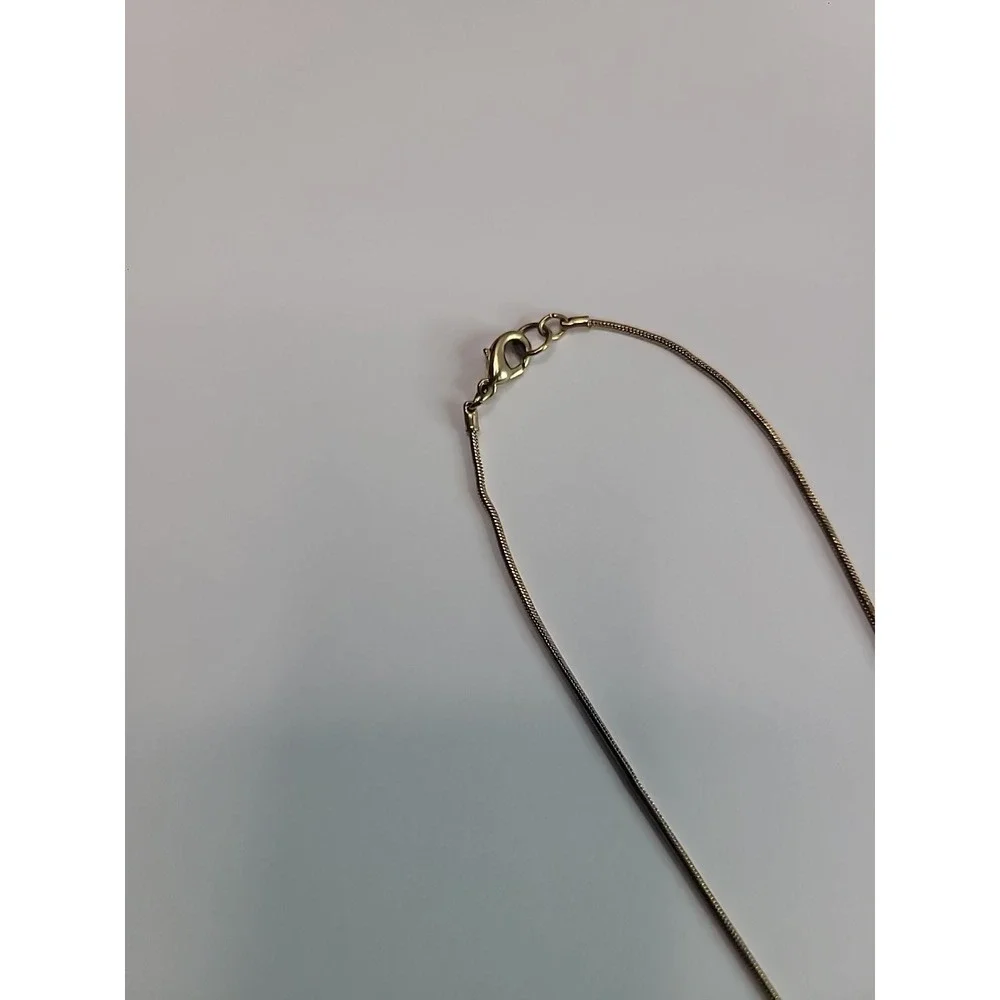 Vintage Gold Tone Black Enamel Geometric Pendant Necklace Snake Chain Minimalist